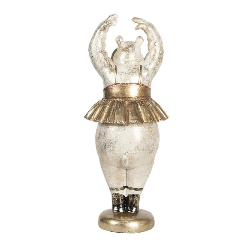 Clayre & Eef | Beeld Ballerina Hippo Wit/Goud 18x47 cm