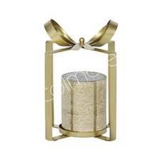 Diga Colmore Hurricane | Gift Windlicht met strik goud 20x20x26 cm