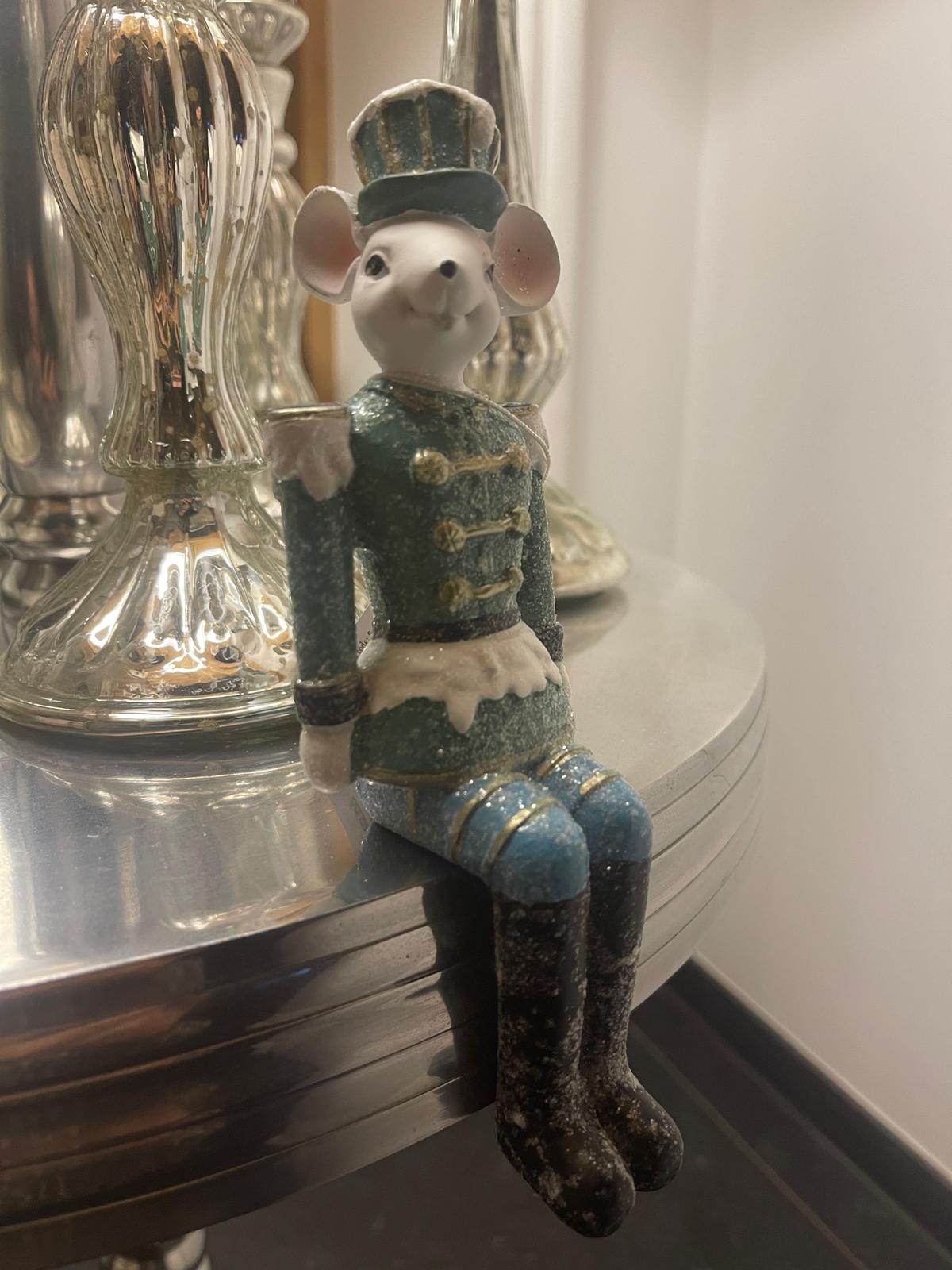 Clayre & Eef | Beeld Muis Groen/Goud 19 cm