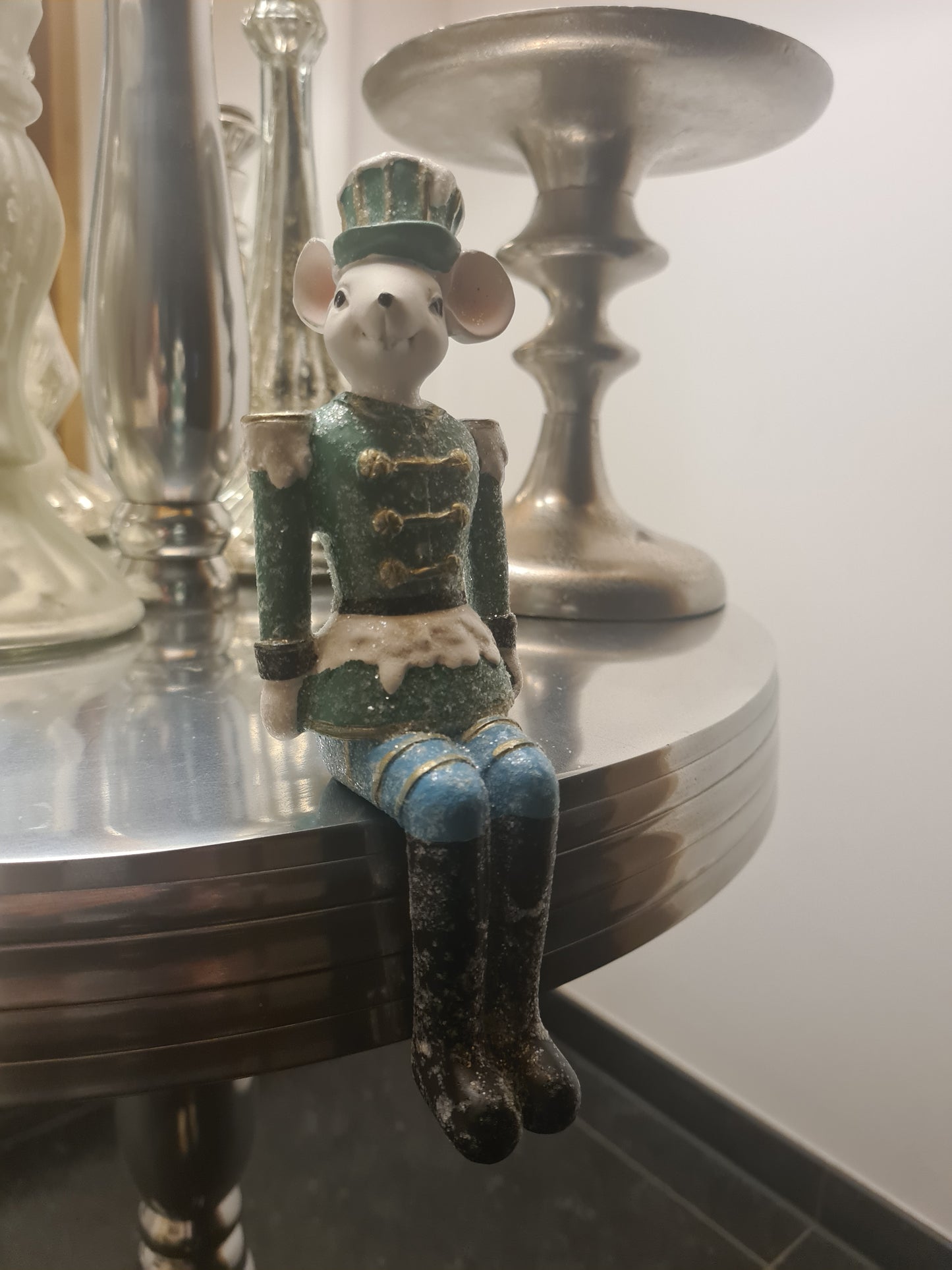 Clayre & Eef | Beeld Muis Groen/Goud 19 cm