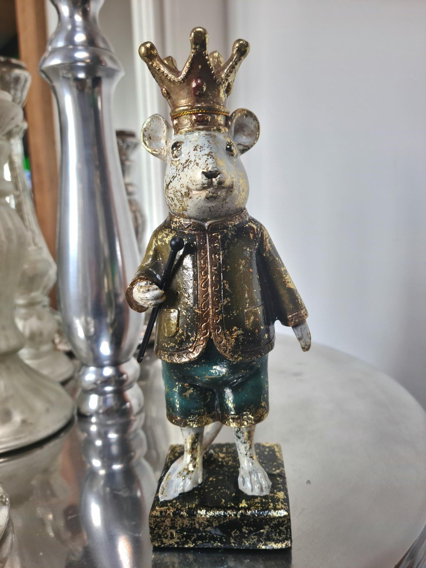 Clayre & Eef | Beeld Muis Goud 9x7x23 cm