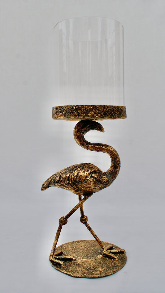 Kandelaar Goud Flamingo 13x33 cm