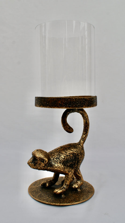 Kandelaar Goud Aap 13x28 cm