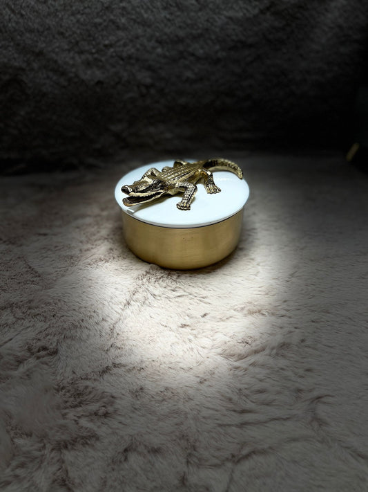 Housevitamin | Box Krokodil Goud/Wit 14x10 cm
