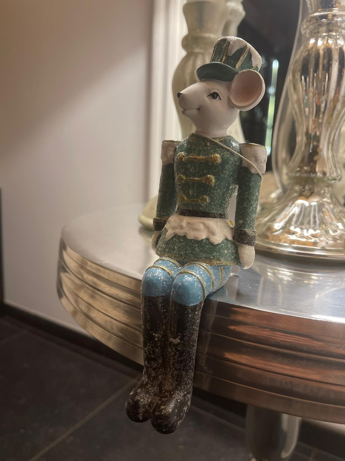 Clayre & Eef | Beeld Muis Groen/Goud 19 cm