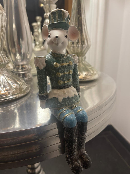 Clayre & Eef | Beeld Muis Groen/Goud 19 cm