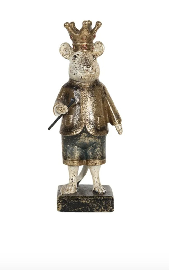 Clayre & Eef | Beeld Muis Goud 9x7x23 cm